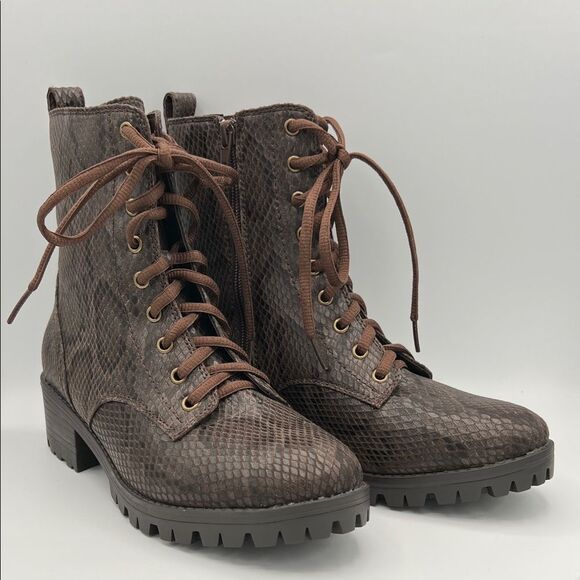 True Craft Raylee Brown Lace-Up Ankle Boots W8 - Picture 1 of 8